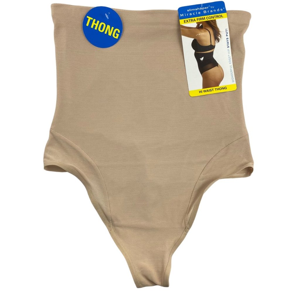 SlimShaper by Miracle Brands Nude Shaper High Waist Thong Women's Small 4/6